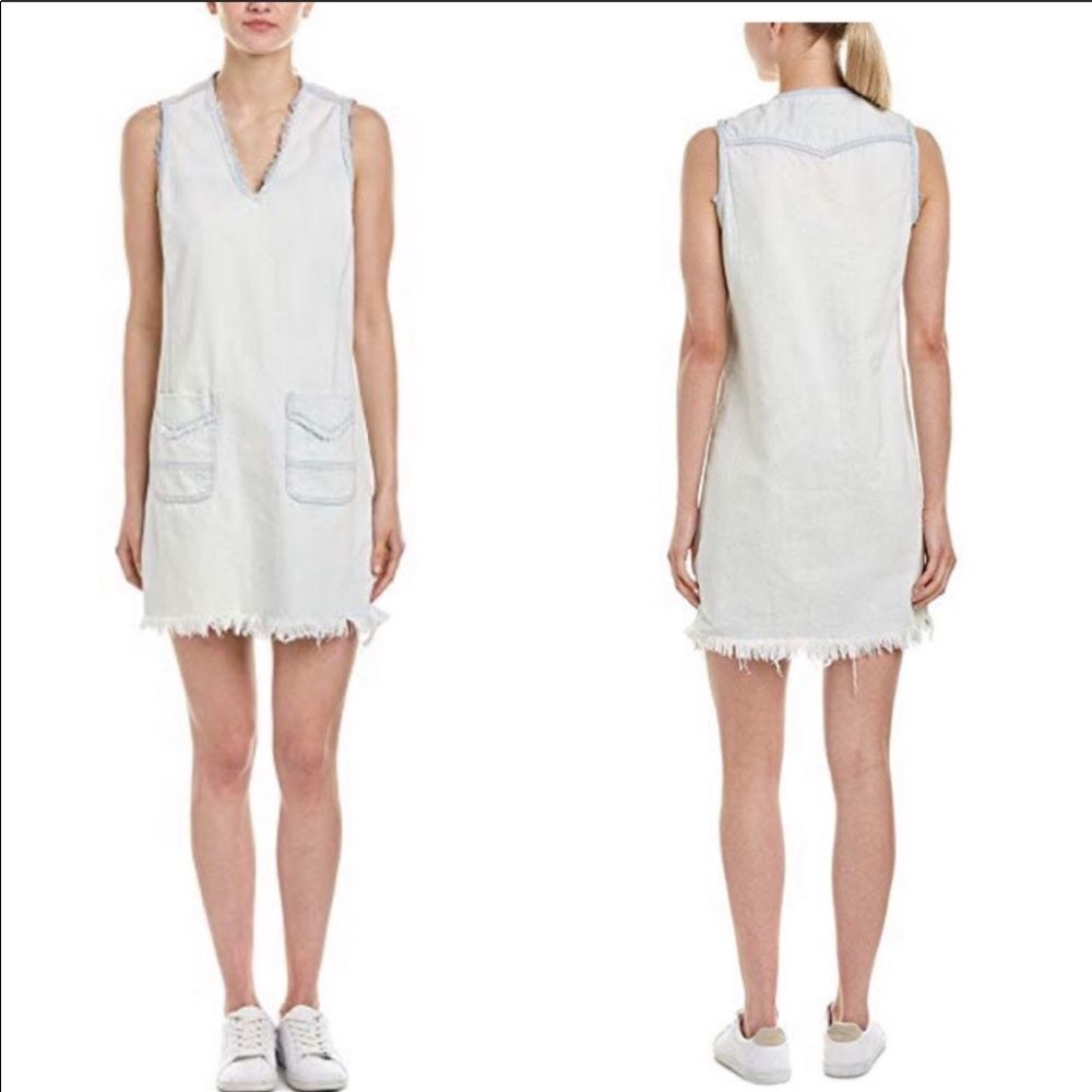 BLANK NYC bleached denim raw hem tank dress